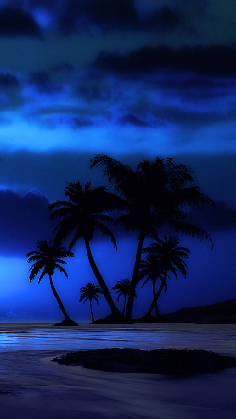 Screenshot №1 pro téma Palm Trees At Night 750x1334