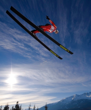 Kostenloses Skiing Jump Wallpaper für 320x480