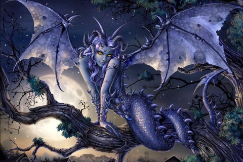 Das Vamp Devil Dragongirl Wallpaper 480x320