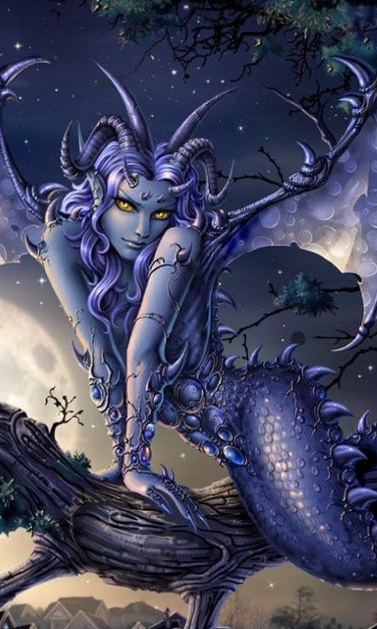 Das Vamp Devil Dragongirl Wallpaper 768x1280