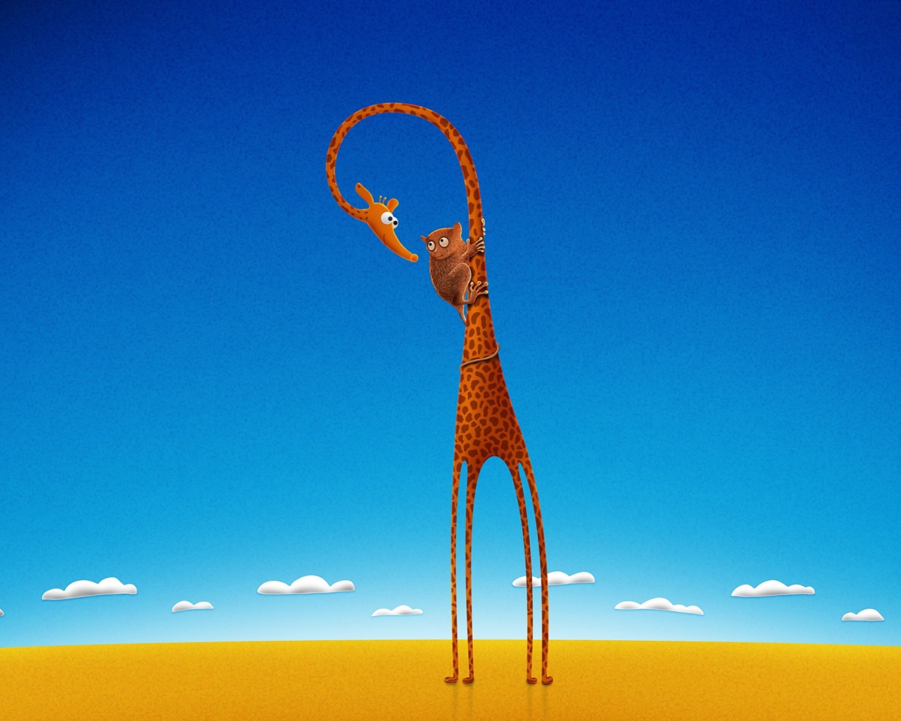 Screenshot №1 pro téma Funny Giraffe With Friend 1280x1024
