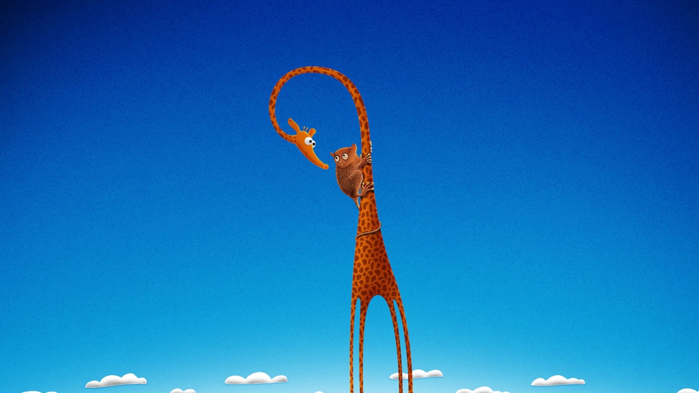 Screenshot №1 pro téma Funny Giraffe With Friend 1366x768