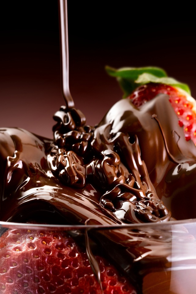 Chocolate Covered Strawberries wallpaper 640x960