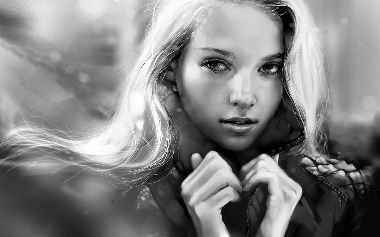 Screenshot №1 pro téma Black And White Blonde Painting 1280x800