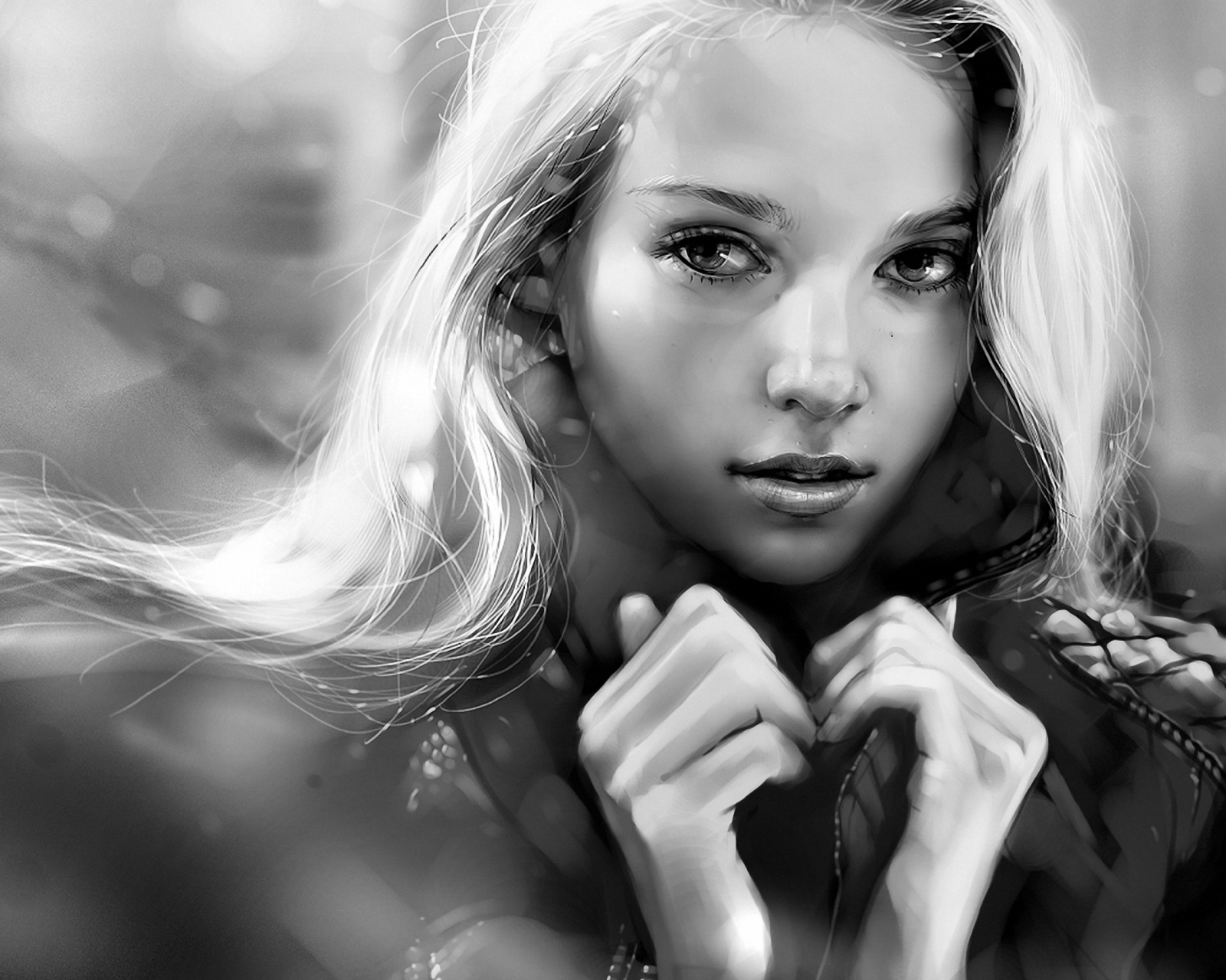 Screenshot №1 pro téma Black And White Blonde Painting 1600x1280