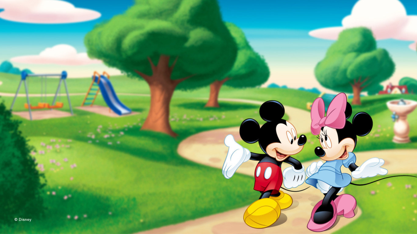 Screenshot №1 pro téma Mickey And Minnie 1366x768