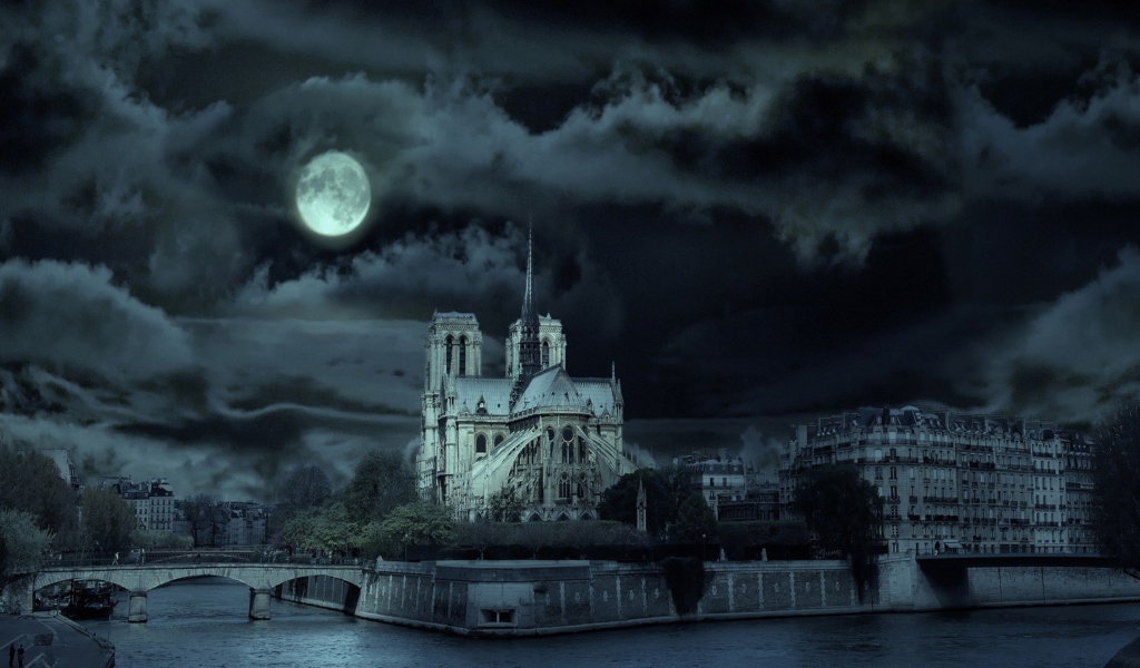 Screenshot №1 pro téma Notre Dame De Paris At Night 1024x600