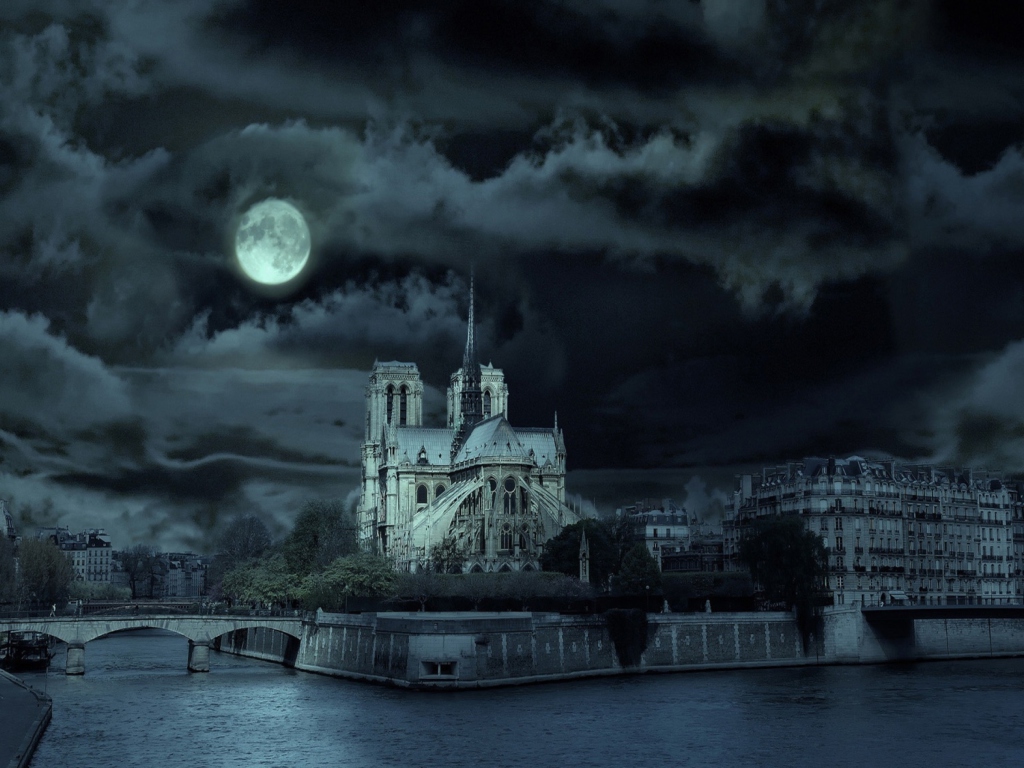 Fondo de pantalla Notre Dame De Paris At Night 1024x768