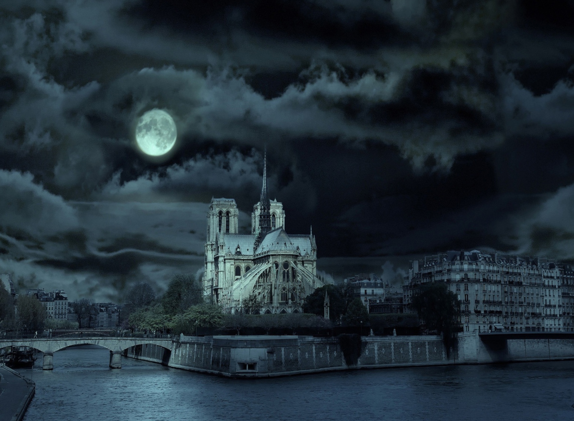 Screenshot №1 pro téma Notre Dame De Paris At Night 1920x1408