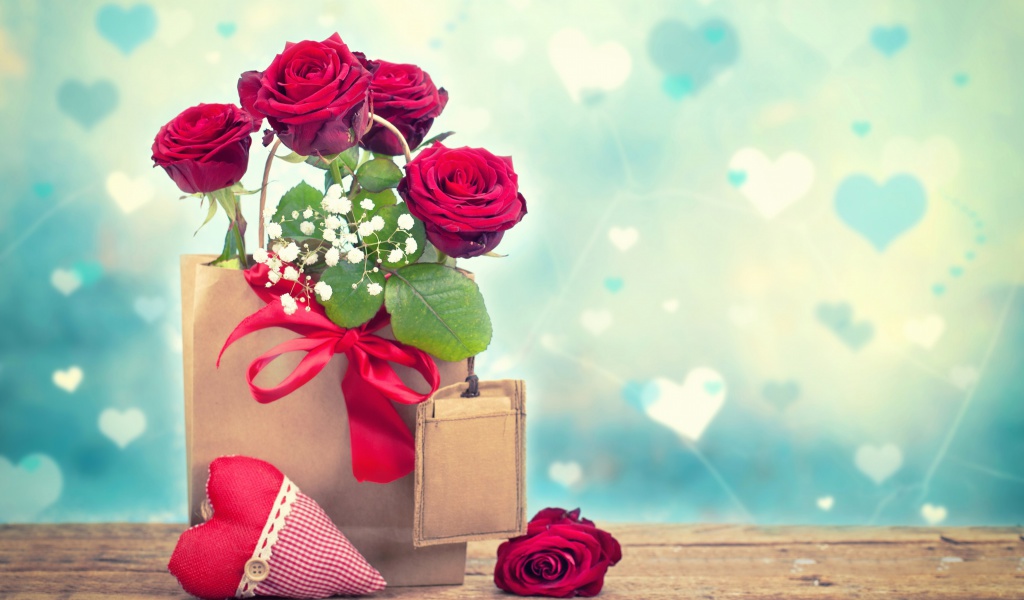 Das Send Valentines Day Roses Wallpaper 1024x600