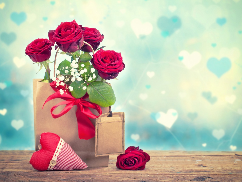 Das Send Valentines Day Roses Wallpaper 1024x768