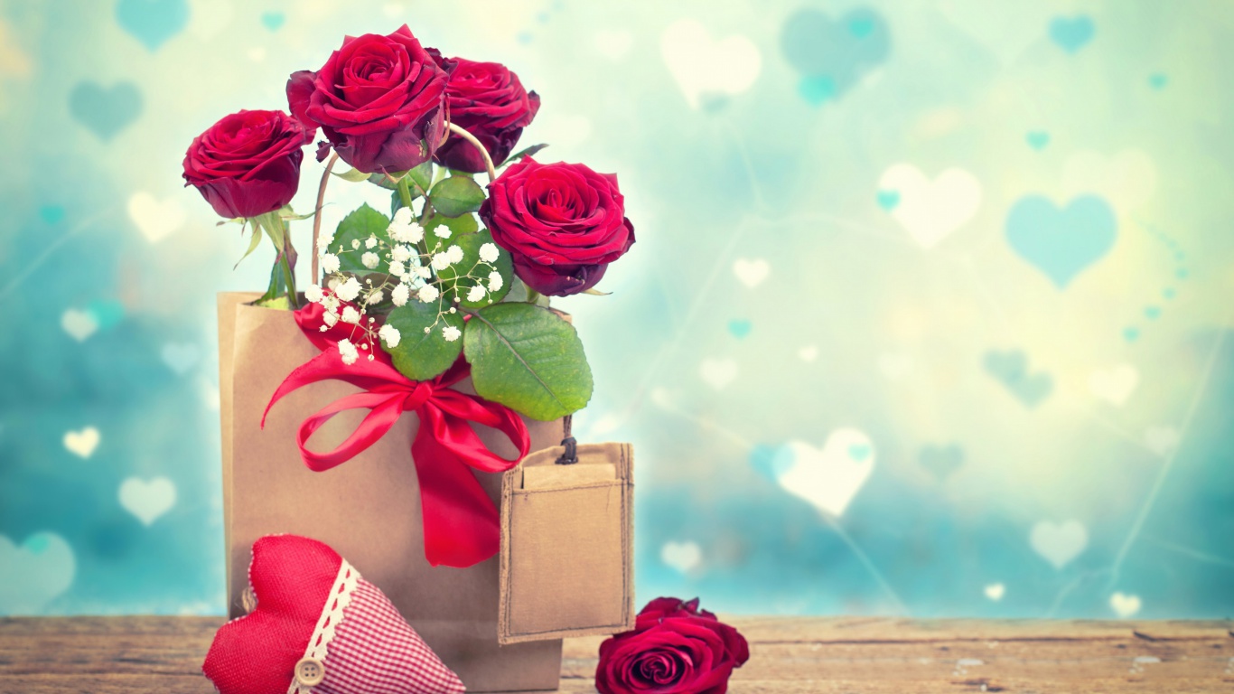 Обои Send Valentines Day Roses 1366x768
