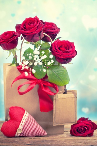 Das Send Valentines Day Roses Wallpaper 320x480