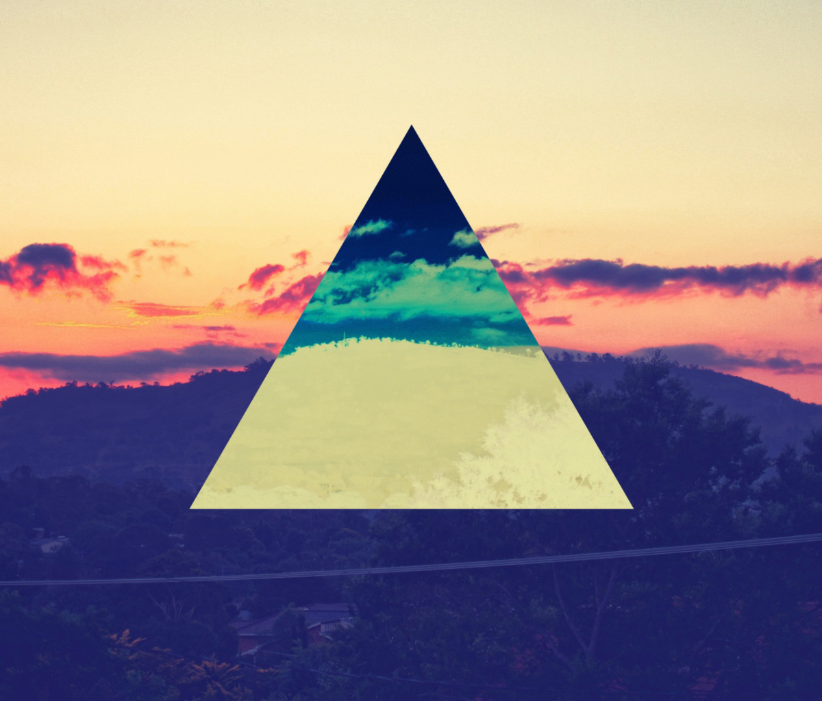 Das Sunset Inverted Colour Triangle Wallpaper 1200x1024