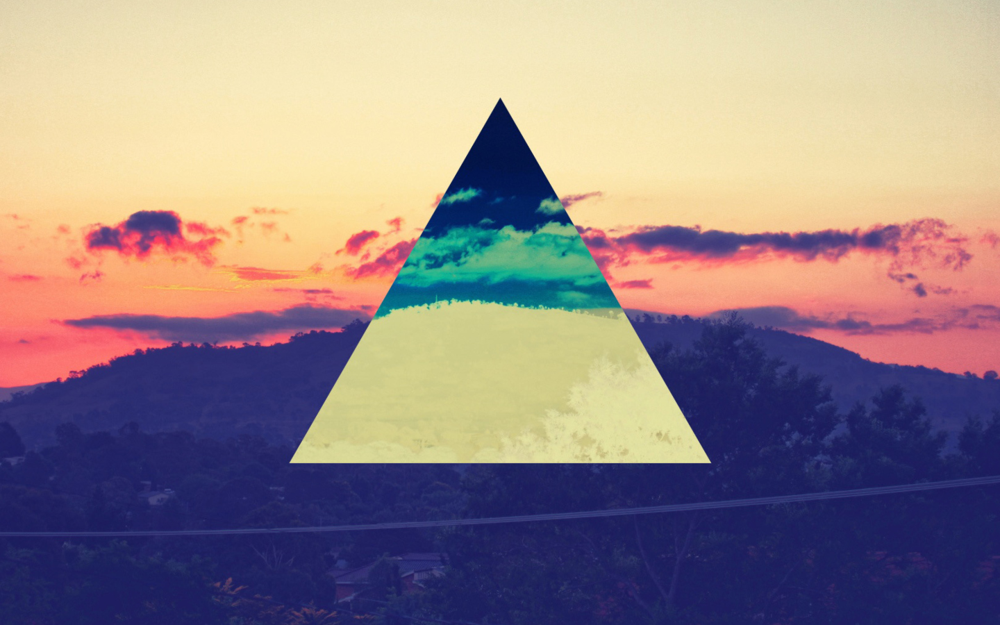 Sunset Inverted Colour Triangle wallpaper 1440x900
