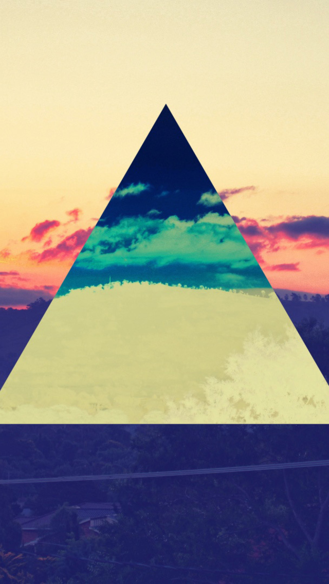 Sunset Inverted Colour Triangle wallpaper 640x1136