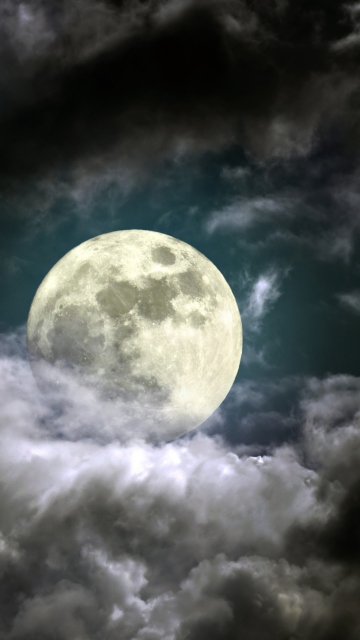 Full Moon Behind Heavy Clouds wallpaper 360x640