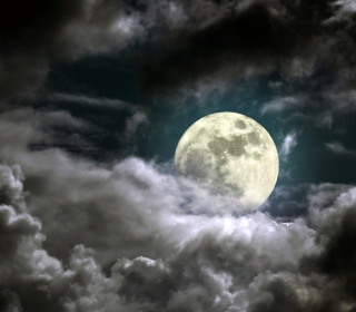 Full Moon Behind Heavy Clouds Wallpaper for 1024x1024