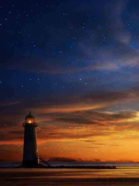Screenshot №1 pro téma Lighthouse at sunset 480x640