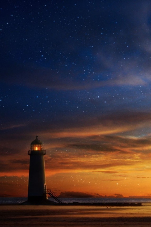 Sfondi Lighthouse at sunset 640x960