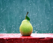 Green Pear In The Rain wallpaper 176x144