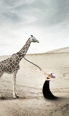 Girl And Giraffe wallpaper 240x400