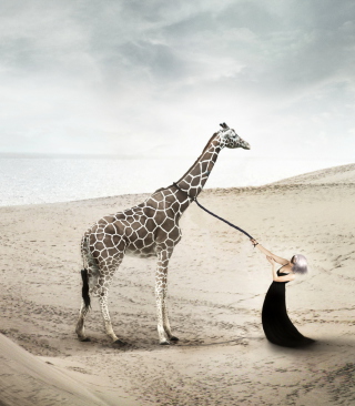 Girl And Giraffe - Obrázkek zdarma pro 320x480