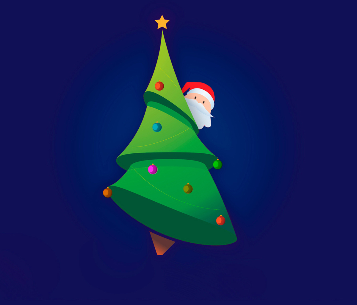 Fondo de pantalla Santa Hising Behind Christmas Tree 1200x1024