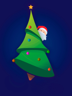 Fondo de pantalla Santa Hising Behind Christmas Tree 240x320