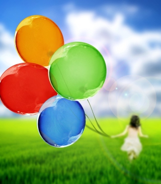 Girl Running With Colorful Balloons papel de parede para celular para Nokia C2-03