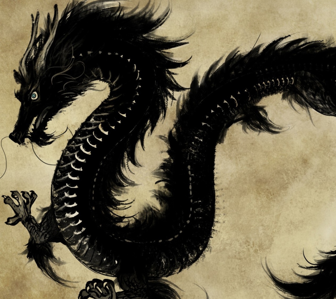 Das Chinese Black Dragon Wallpaper 1080x960