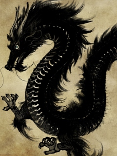 Chinese Black Dragon wallpaper 240x320