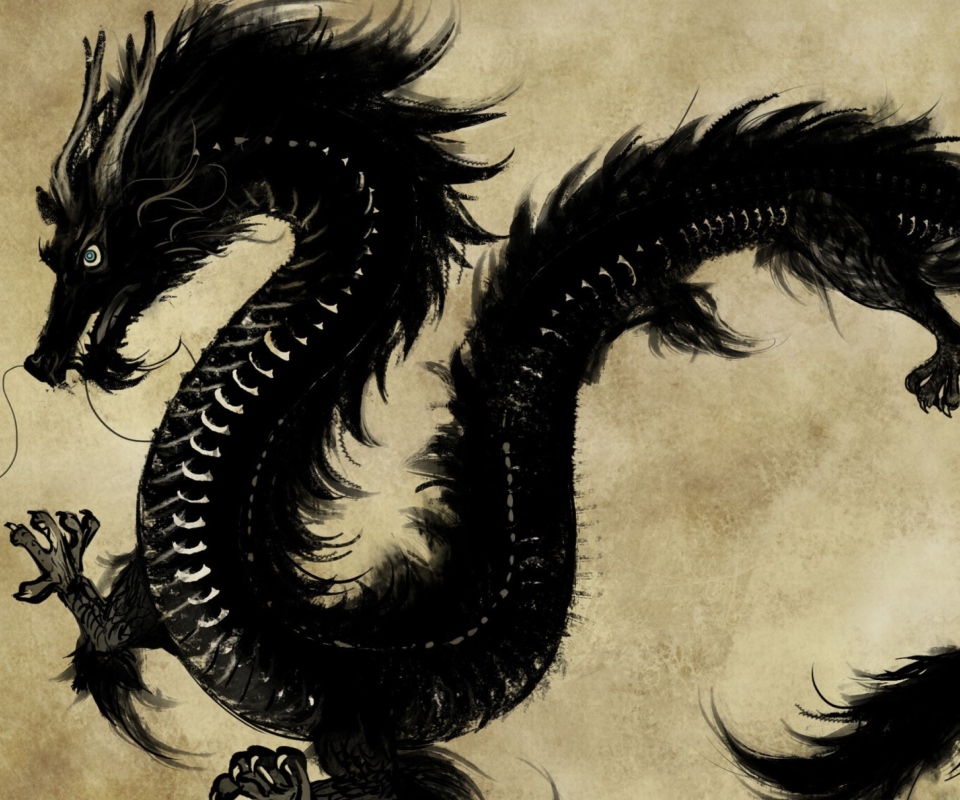 Chinese Black Dragon wallpaper 960x800