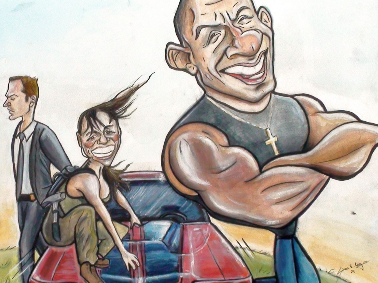 Screenshot №1 pro téma Vin Diesel Drawing - Fast And Furious 1280x960