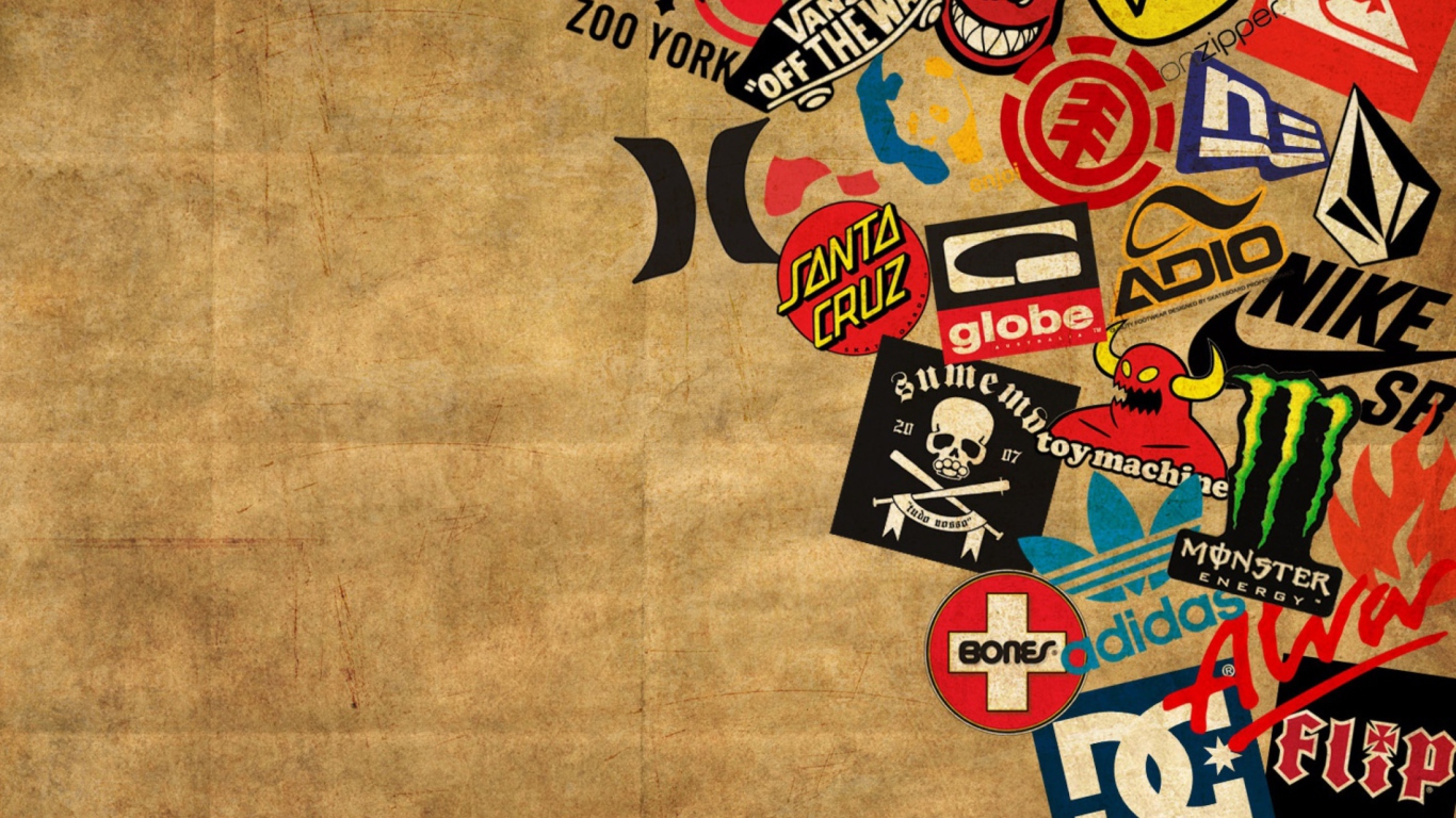 Skateboard Logos wallpaper 1366x768