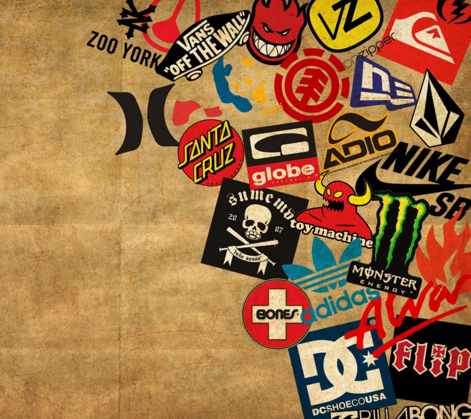 Das Skateboard Logos Wallpaper 960x854