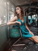 Обои Girl in abandoned train 132x176