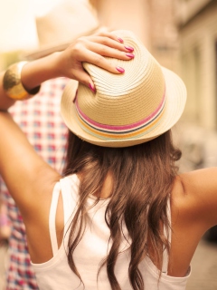 Sfondi Summer Girl In Panama Hat 240x320