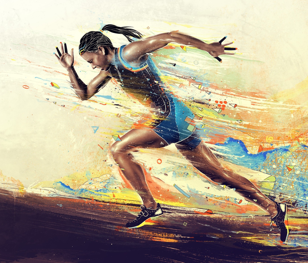 Screenshot №1 pro téma Running Woman Painting 1200x1024