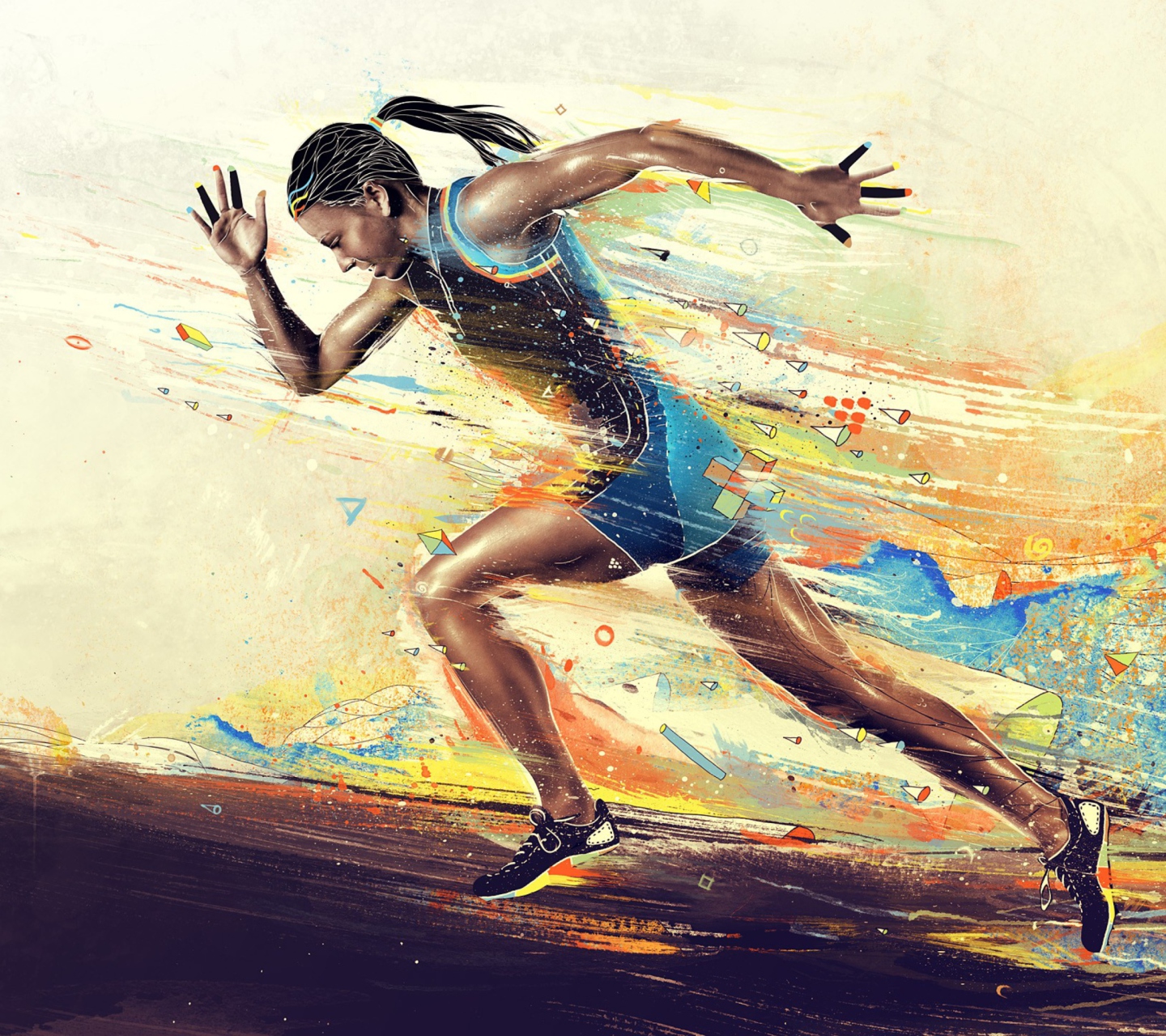 Обои Running Woman Painting 1440x1280