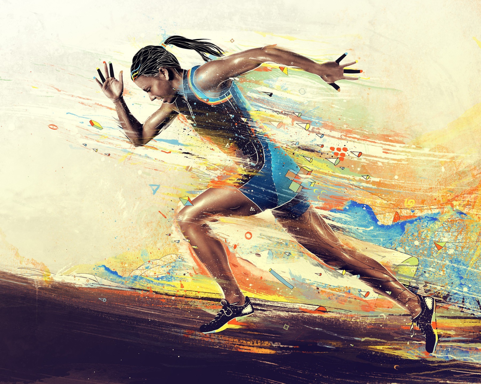 Das Running Woman Painting Wallpaper 1600x1280