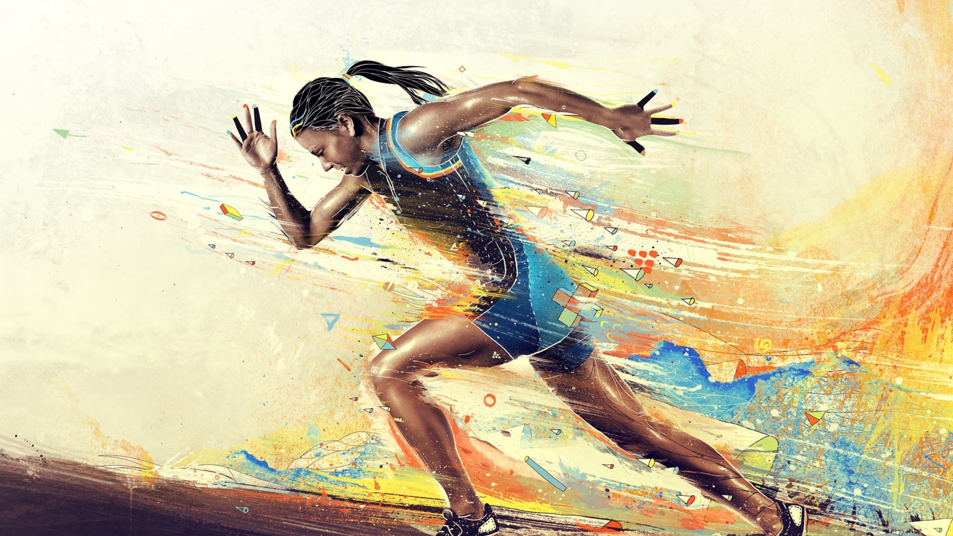 Screenshot №1 pro téma Running Woman Painting 1920x1080