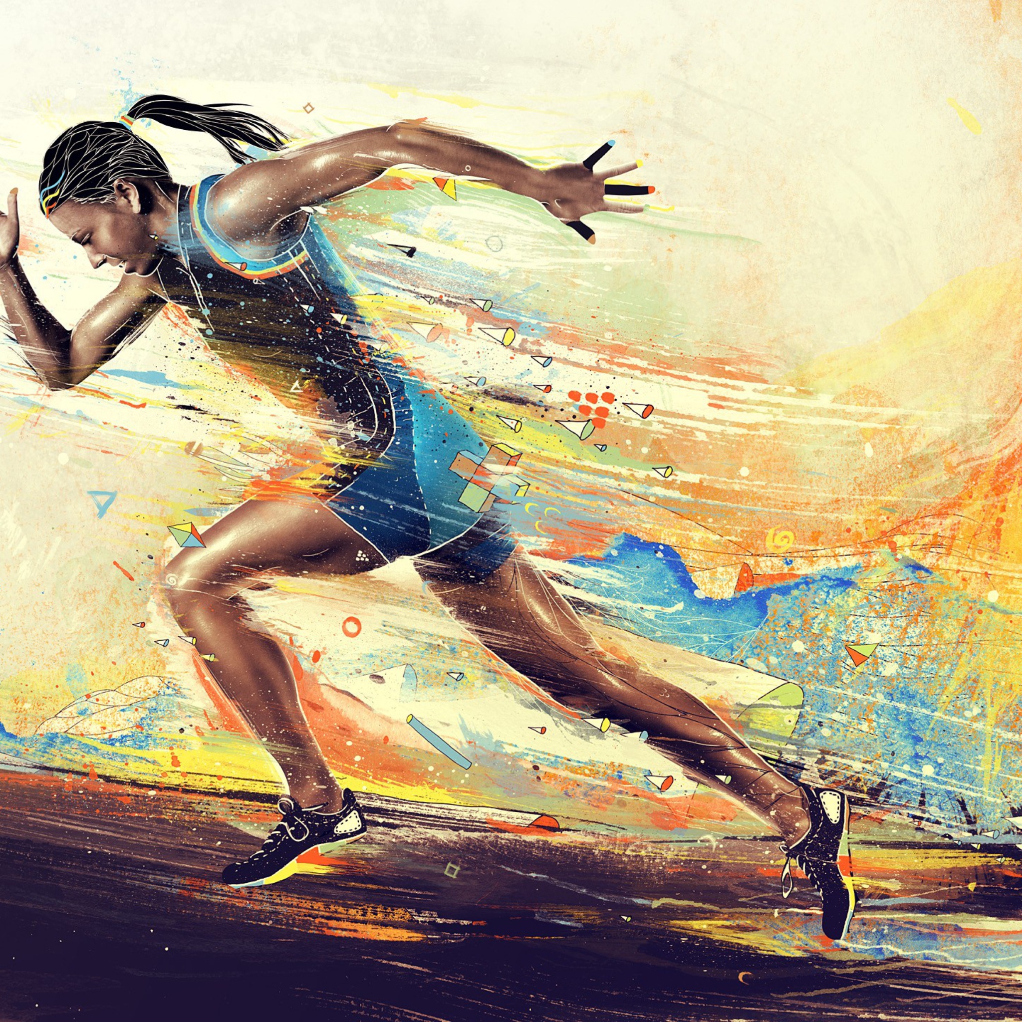 Das Running Woman Painting Wallpaper 2048x2048