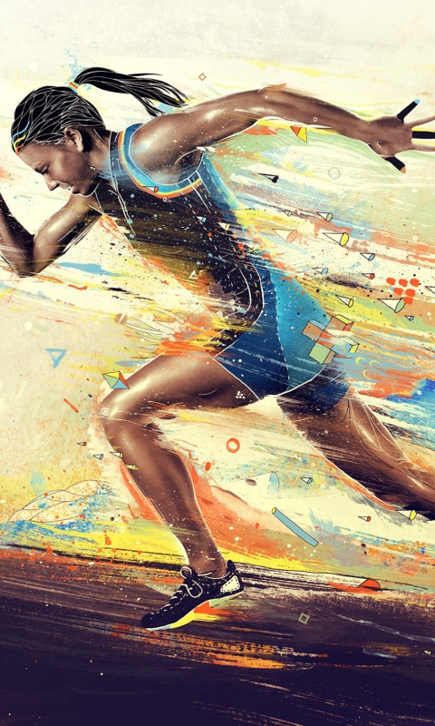 Screenshot №1 pro téma Running Woman Painting 480x800