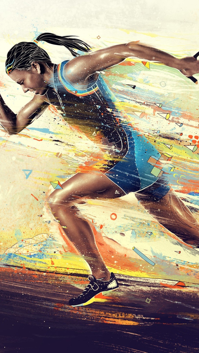 Das Running Woman Painting Wallpaper 640x1136