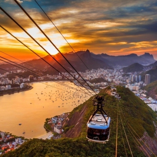 Kostenloses Copacabana Sugar Loaf Funicular, Rio de Janeiro Wallpaper für iPad Air