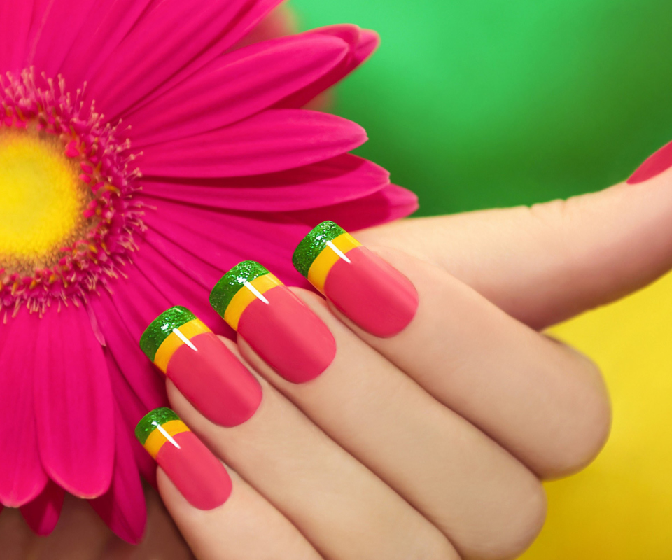Das Colorful Nails Wallpaper 960x800