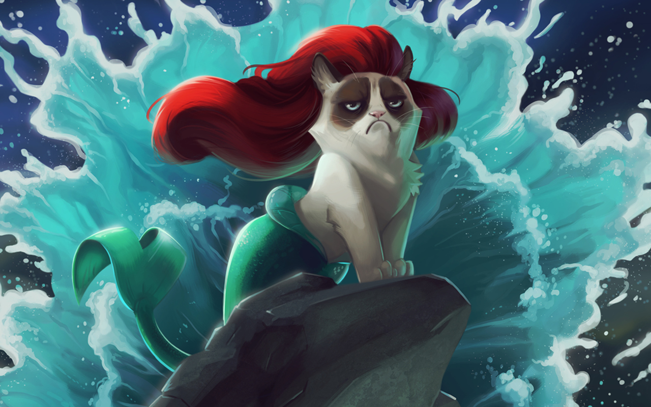 Das Grumpy Cat Mermaid Wallpaper 1280x800