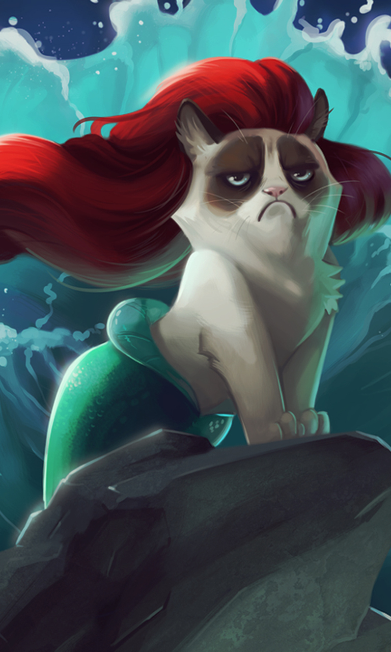 Screenshot №1 pro téma Grumpy Cat Mermaid 768x1280