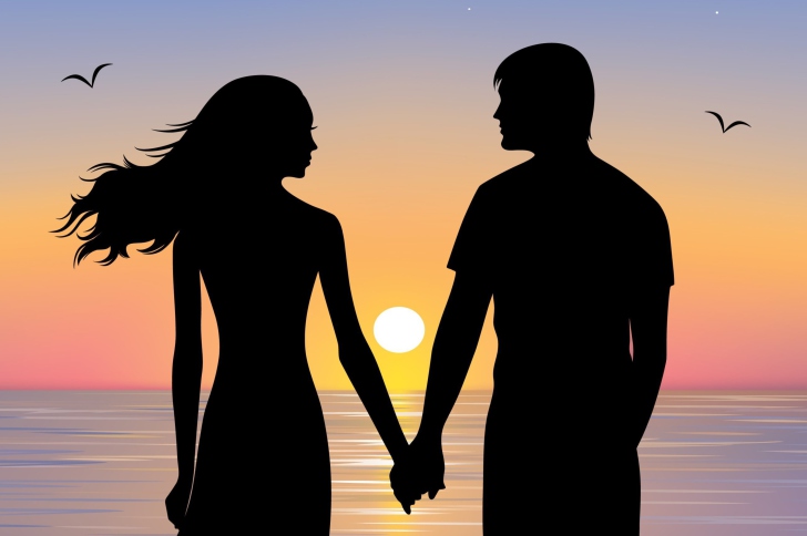 Das Romantic Sunset Silhouettes Wallpaper